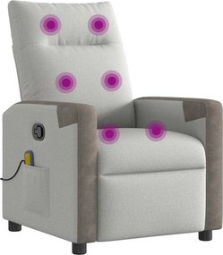 vidaXL καρέκλα ανάκλισης μασάζ Cloud Grey Fabric