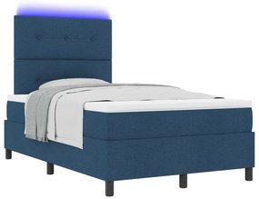 vidaXL Κρεβάτι με Σανίδα με Στρώμα & LED Μπλε 120x190 εκ. Υφάσματος