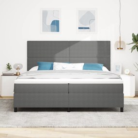 vidaXL Κρεβάτι Box Spring με Στρώμα & LED Φως Γκρι 200x200 εκ. Ύφασμα Σατέν