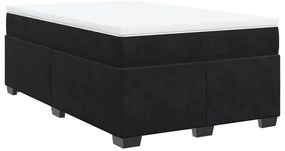 vidaXL Κρεβάτι Boxspring με Στρώμα Μαύρο 120x190 εκ. Βελούδινο