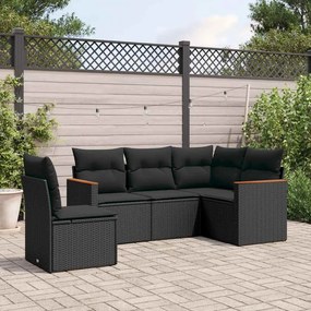 vidaXL Patio Sofa Set 5-θέσια Black
