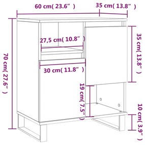 Ντουλάπι Καπνιστή Δρυς 60x35x70 εκ. από Επεξεργασμένο Ξύλο - Καφέ