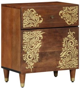 vidaXL Κομοδίνο με συρτάρι καφέ μελί 50 x 33 x 60 εκ Μασίφ ξύλο μάνγκο