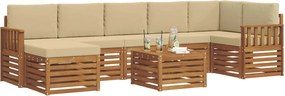 vidaXL Σειρά Καναπέ Εξωτερικού με μαξιλάρι 8 pcs Φυσικό και Μπεζ