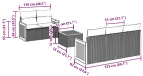 vidaXL Καναπές Κήπου 6 Τεμαχίων Μαύρο από Συνθετικό Ρατάν με Μαξιλάρια