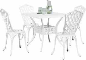 vidaXL Σερβίτσιο τραπεζιού κήπου 5 pcs Λευκό Χυτό αλουμίνιο