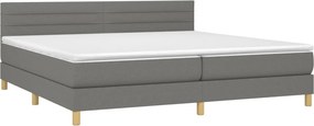 vidaXL Κρεβάτι Boxspring με Στρώμα &amp; LED Σκ.Γκρι 200x200εκ. Υφασμάτινο