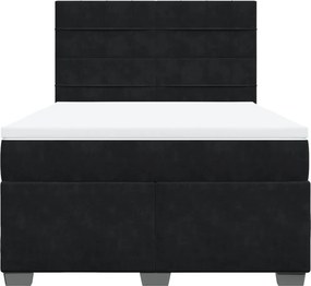 vidaXL Κρεβάτι Boxspring με Στρώμα Μαύρο 140x200 εκ. Βελούδινο
