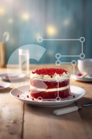 Σετ των 2 Intra Συλλεκτικό Ξύλινο Παζλ Plywood 4mm - Λαχταριστό κέικ Red Velvet με White Frosting και Sprinkles Σε Ξύλινο Κουτί - Διαστάσεις: 10x10 cm – 25 κομμάτια