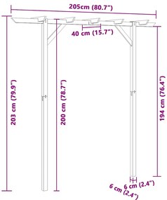 vidaXL Πέργκολα Είσοδος 205 x 40 x 203 εκ. Ξύλινη
