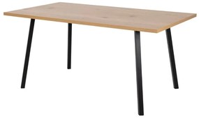 Τραπέζι Oakland 614, Άγρια δρυς, Μαύρο, 75x90x160cm, 22 kg, Ινοσανίδες μέσης πυκνότητας, Μέταλλο | Epipla1.gr