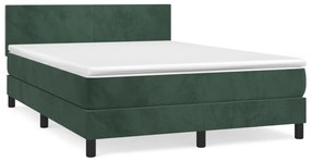 Κρεβάτι Boxspring με Στρώμα Σκούρο Πράσινο 140x190εκ. Βελούδινο - Πράσινο