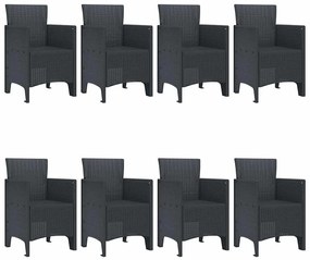vidaXL Σέτ φαγητού για κήπο 9 pcs Ανθρακί Πολυπροπυλένιο