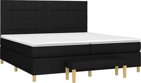 vidaXL Κρεβάτι Boxspring με Στρώμα Μαύρο 200x200 εκ. Υφασμάτινο