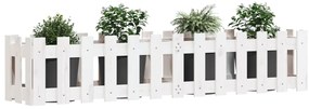 vidaXL Ζαρντινιέρα Υπερυψωμένη Σχ Φράχτη Λευκή 150x30x30εκ Μασίφ Πεύκο