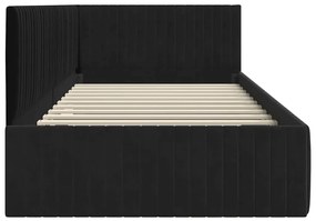 vidaXL Κρεβάτι Γωνίας με κεφαλάρι Μαύρο 100 x 200 cm Βελούδο