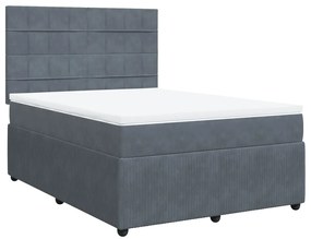 vidaXL Κρεβάτι Boxspring με Στρώμα Σκούρο Γκρι 140x190 εκ. Βελούδινο