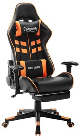 Καρέκλα Gaming με Υποπόδιο Μαύρο/Πορτοκαλί από Συνθετικό Δέρμα