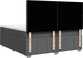 vidaXL Κρεβάτι Boxspring με Στρώμα Σκούρο Γκρι 200x200 εκ. Υφασμάτινο