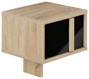 Epiplo World  Curtys κομοδίνο 36x42x42εκ. Sonoma Oak/ Μαύρη γυαλιστερή λάκα BEST-1234567