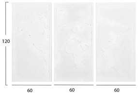 ΠΙΝΑΚΑΣ 3-ΠΤΥΧΟΣ WORLD MAP SANTORINI HM4504 MDF ΣΕ ΥΠΟΛΕΥΚΟ ΧΡΩΜΑ 180x4(πάχος)x120Υεκ.