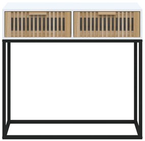 vidaXL Τραπέζι Κονσόλα Λευκό 80x30x75 εκ. Επεξεργασμένο Ξύλο / Σίδερο