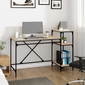 vidaXL Γραφείο με Ράφια Sonoma Δρυς 135x50x90 εκ. Επεξ. Ξύλο/Σίδηρος
