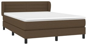 vidaXL Κρεβάτι Boxspring με Στρώμα Σκούρο Καφέ 140x190 εκ. Υφασμάτινο