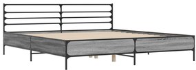 vidaXL Πλαίσιο Κρεβατιού Γκρι Sonoma 180x200 εκ. Επεξ. Ξύλο &amp; Μέταλλο
