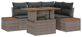 vidaXL Σετ Καναπέ Κήπου με αποθήκευση 5 pcs Γκρι Πολυ ράταν