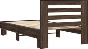vidaXL Πλαίσιο Κρεβατιού Καφέ Δρυς 100x200 εκ. Επεξ. Ξύλο &amp; Μέταλλο