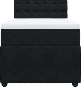 vidaXL Κρεβάτι Boxspring με Στρώμα Μαύρο 90x190 εκ. Βελούδινο