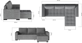 Γωνιακός καναπές Julie-Μαύρο - Γκρι