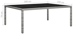 vidaXL Τραπεζαρία Εξωτερικού Χώρου Γκρι 200x150x74 εκ. Συνθετ. Ρατάν