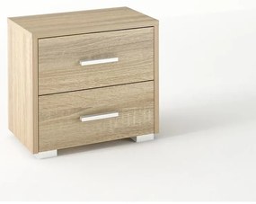 Κομοδίνο με 2 συρτάρια σε χρώμα δρυς 50x34x48