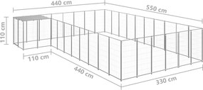 vidaXL Σπιτάκι Σκύλου Ασημί 19,36 μ² Ατσάλινο