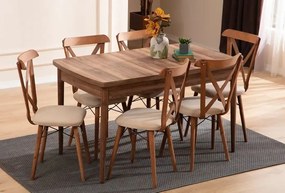 Extendable Dining Table &amp; Chairs Set (7 Pieces) Cenova - Brown Brown