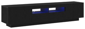 vidaXL Τηλεοπτική ντουλάπα με LED φωτισμό σε Μαύρη Βελανιδιά 180x35x40 εκ από επεξεργασμένο ξύλο