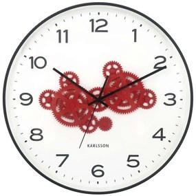 Ρολόι Τοίχου Open Gear KA6093BK 40x5,6x40,8cm Black-Bright Red Karlsson Πολυστερίνη