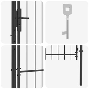 vidaXL Πύλη Κήπου με κλειδαριά Γκρι 175 x 100 εκ. Ατσάλι