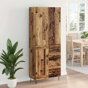 vidaXL Highboard με συρτάρι 2 pcs Παλιό ξύλο Μηχανική ξυλεία και γυαλί