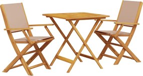 vidaXL Σετ Επίπλων Bistro 3 τεμ. Taupe Ύφασμα/Μασίφ Πεύκου