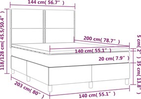 vidaXL Κρεβάτι Boxspring με Στρώμα Μαύρο 140x200 εκ. Υφασμάτινο
