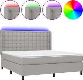vidaXL LED Κρεβάτι με βάθρο με κεφαλάρι ύφασμα