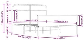 Πλαίσιο Κρεβατιού Χωρ. Στρώμα Sonoma Δρυς 140x190εκ. Επ. Ξύλο - Καφέ