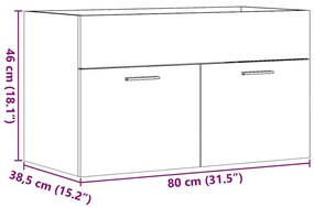 Ντουλάπι Νιπτήρα Μπάνιου Αρτισιανή Δρυς 80x38,5x46εκ Επεξ. Ξύλο - Καφέ