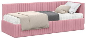 vidaXL Κρεβάτι γωνίας με στρώμα με κεφαλάρι 2 pcs Γκρι Βελούδο