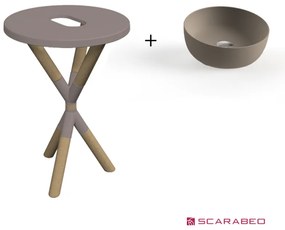 Scarabeo Cross 2501F0-9852 Sand (Μπεζ Ματ) Πάγκος Με Νιπτήρα Glam Sand Ø33εκ.
