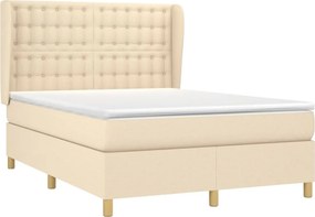 vidaXL Κρεβάτι Boxspring με Στρώμα Κρεμ 140x200 εκ. Υφασμάτινο