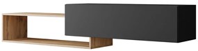 Τραπέζι Tv Utica 117, Wotan δρυς, Μαύρο, Ο αριθμός των θυρών: 1, 210x48x35cm, 29 kg | Epipla1.gr